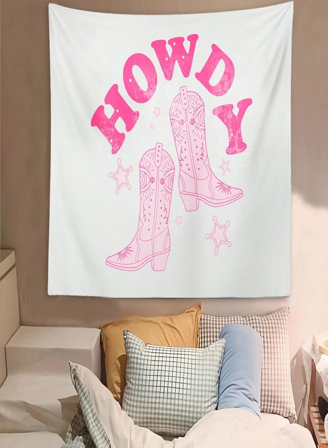 OXW Pink Cowgirl Tapestry Wall Hanging, Howdy Wall Art, Preppy Girls Room Wall Decor, Girly Tapestry for Bedroom College Dorm, Pink Western Bedroom Decor, 50×60 inches - Image 3